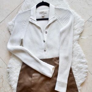 Banana Republic White Button-up Sweater